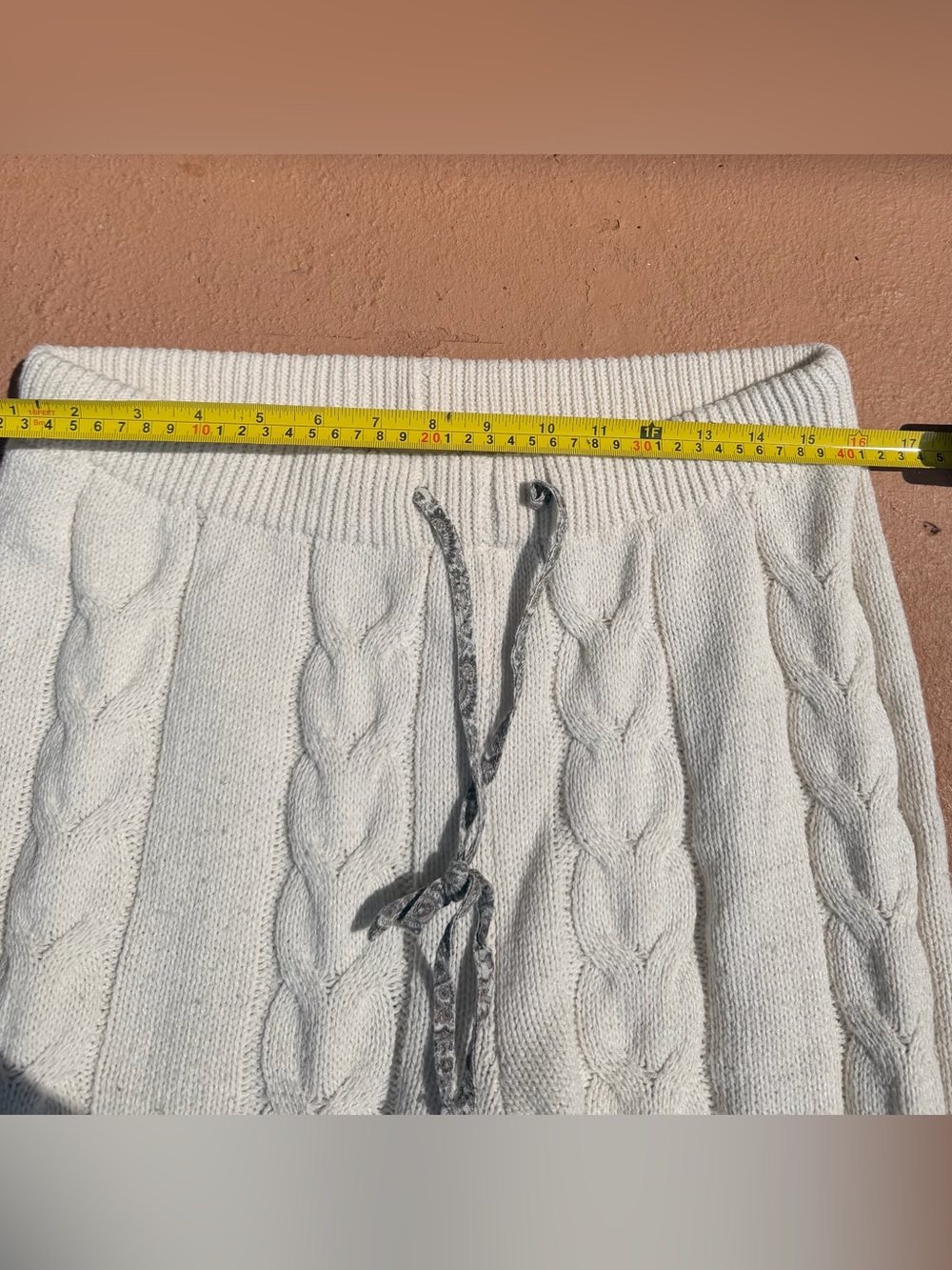 POL Cable-Knit Drawstring Pants in Cream - Picture 5 of 7